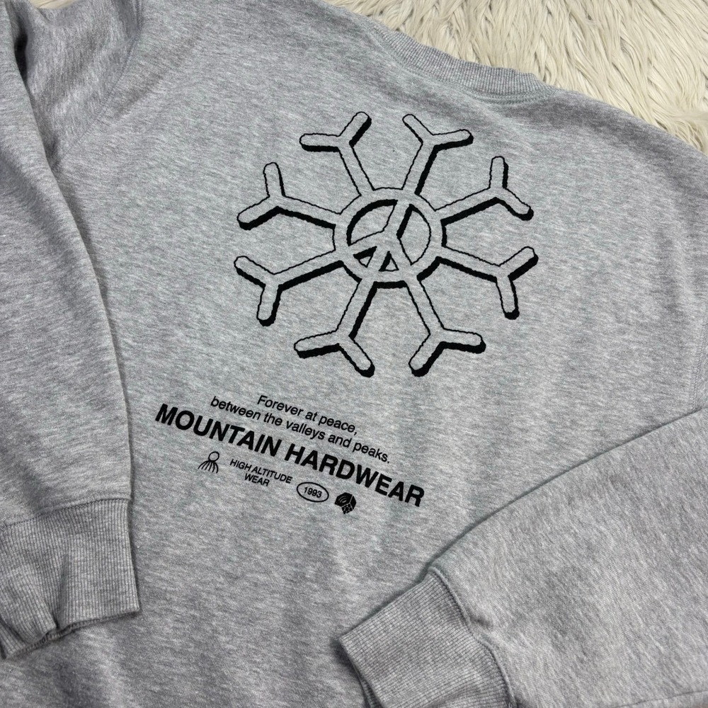 Mountain Hardwear Women's XL Gray Peace Sign Snowflake Graphic Sweatshirt